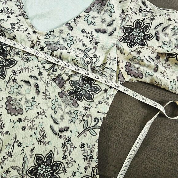 Y2K Babydoll Top Fairycore Sheer Wide Long Sleeve Shirt Vintage Mint Green Large - Picture 6 of 9